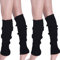 CHENGZI 2 Paar gestrickte Beinstulpen für Damen, Winter, warme lange Stiefelsocken für Partyzubehör, Schwarz , One size