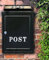 Aurahome® Vintage Weatherproof Post Box Plain Design Personalisable-Lockable Heavy Duty Secure Wall Mounted Letter Mail Post Box Post for Walls/Gates/Garages.Charming (Black with White Post Sign)