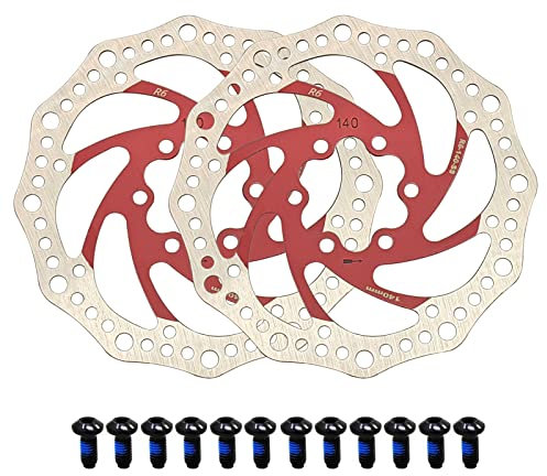 Jane Eyre Rotore per bicicletta 2 pezzi Freno a disco da 140 mm, con 12 bulloni, rotore per bicicletta in acciaio inossidabile, compatibile con bici da strada, mountain bike, BMX (Argento + Rosso)
