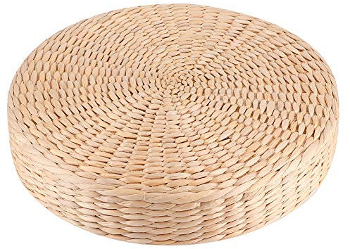 Fybida Cojín de Asiento Japonés Puf Redondo Tatami Cojín de Silla Cojín de Asiento de Yoga Estera de Piso de Punto Jardín Comedor Decoración para el Hogar Al Aire Libre (30 Cm X 5 Cm)