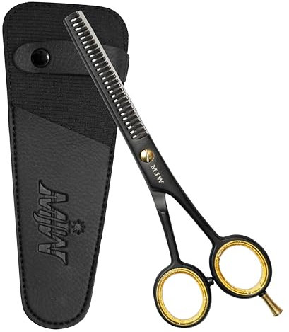 MJW Haarausdünnungsschere – Haarschneideschere aus Edelstahl, professionelle Friseurschere zum Verblenden, ideale Schere zum Strukturieren und Schichten für Männer und Frauen (Black, Thinning)