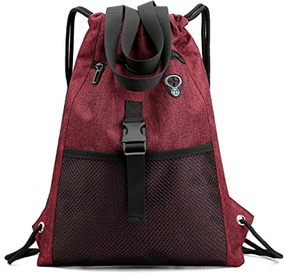 Cosyres Kordelzug Turnbeutel Rucksack mit Kordelzug String Bag Turnbeutel Wasserdicht Sportbeutel Gym Bag (Rot)