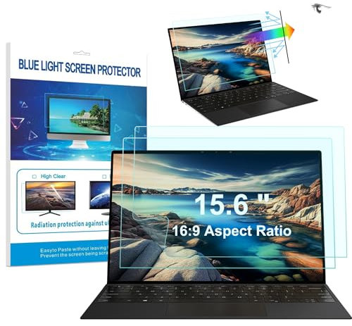 HaruYo 2 Pezzi 15,6 Pollici Anti Luce Blu Proteggi Schermo, Filtro Antiriflesso Protezione per Gli Occhi, Pellicola Protettiva Schermo per Laptop 15,6”16:9 (345 x 194mm)