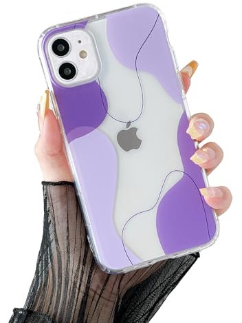 DEFBSC Compatible with iPhone 11 Case(6.1 inch), Transparent Color Mix Aesthetic Design Soft TPU Bumper Slim Thin Shock-Absorbing Protective Phone Cover - Purple
