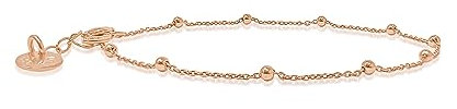 Mary & Jules Armband Damen Rosegold, Kugelarmband aus vergoldetem 925 Silber, feine, rose goldene Armkette für Damen, aus recyceltem Silber, Länge 17 bis 19 cm, für Frauen & Mädchen