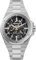 Ingersoll The Baller 45 mm Automatic Herrenuhr mit schwarzem Skelettziffernblatt und silberfarbenem Edelstahl Armband I15002