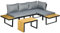 Outsunny 3-TLG. Gartenmöbel-Set, Balkonmöbel mit Sitzkissen, Gartenlounge-Set mit Doppelsofa, Ecksofa, Couchtisch, für Balkon, Terrasse, Alu, Natur+Dunkelgrau