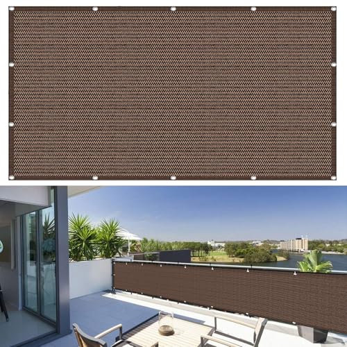 Brise Vue Jardin, Brise Vue 850 x 60 cm Vent Protection UV Résistant, Brise Vue Balcon, Clôture Brise Vue, avec Attaches Câble et Cordons, pour Terrasse Jardin, ‎Marron