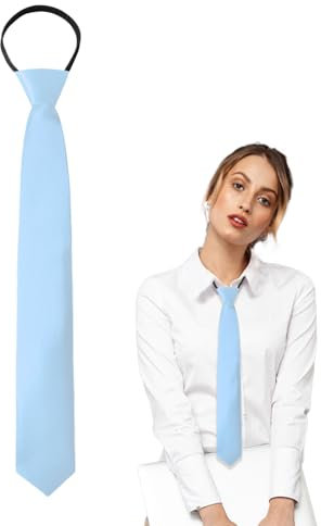 Luckyvestir Damen-Krawatte, vorgebunden, schwarz/rot, verstellbarer Reißverschluss, Damenkrawatte, himmelblau, 14.96 x 2.17