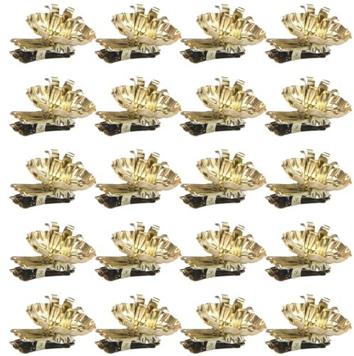 20Pcs Christmas Tree Candle Holder,Gold Candle Holders,Flower-Shaped Gold Candle Holders with Clip Metal Christmas Candle Holder for Christmas,Birthday Decorations,Candle Stick Holder