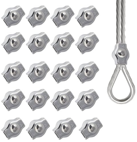 20 Pcs 1/8 Inches M3 Wire Rope Clamp 304 Stainless Steel Cable Clamp M3 Simplex Single Bolt Wire Rope Clips Wire Cable Clamps Cable Clips for Guy Line Metal Fence Antenna Clothesline Rigging Hardware