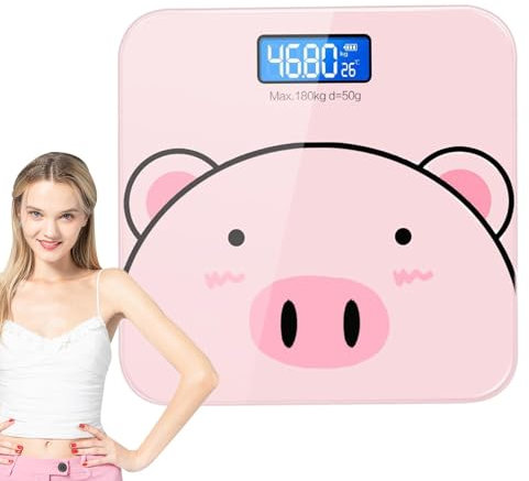 Lunaobrik Körpergewichtswaagen, digitale Badezimmerwaagen, präzise digitale Personenwaage, intelligente Personenwaage, automatische Cartoon-Körperwaage mit USB-Aufladung für Männer