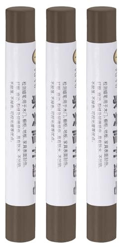 QUARKZMAN Wood Filler Sticks, 3 Stück - Möbelmarker zum Auffrischen, Wachsstifte zur Holzreparatur für Kratzer Löcher Tische Schreibtische Holzböden Abdeckungen, Dunkelbraun