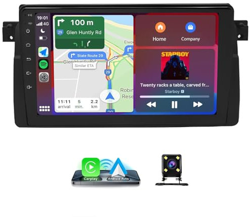 LICHENGTAI Android 13 Doble DIN Radio Coche para BMW Serie 3 E46 1998-2006 con Carplay Inalámbrico Android Auto, 9 Pulgadas Autoradio con Bluetooth GPS WiFi Mirror Link FM/RDS Cámara Trasera, 2+32G