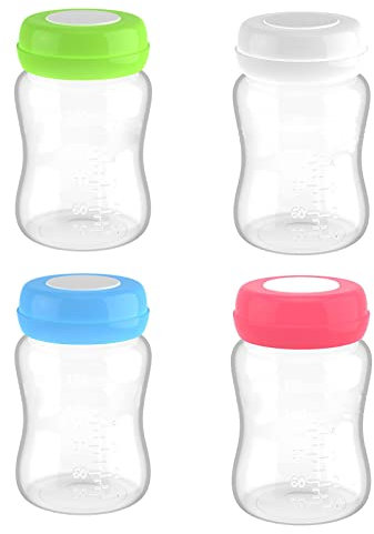 Biberons Spectra pour Tire-Lait, 4 Pièces de 180 Ml, Gros Calibre, Anti-fuite, Congélation Maternel, Pichet de Conservation Maternel avec Joint en Silicone pour la Collecte