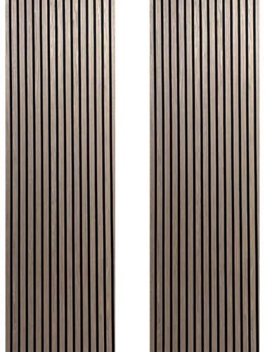 Built Right Wood Slat Acoustic Wall Panels – Soundproofing for Walls & Ceilings – Noise Reduction & Decorative Design – Home & Office – 240cm x 60cm (2 Pack - Smoked Oak)