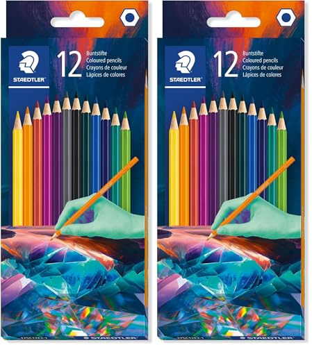 STAEDTLER Colouring Pencils - Multiverse Design - Set of 12 Assorted Colours, 175C12E2-1 (Pack of 2)