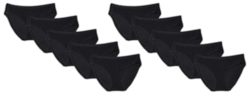 Amazon Essentials Damen Unterwäsche Bikini Slips Baumwolle (in Übergröße erhältlich), 10er Pack, Schwarz, 42