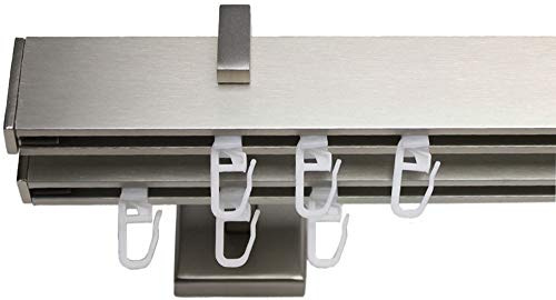 Stylelex Tetra Edelstahl-Optik 2-läufig - Träger 9,1cm - Rechteckig - 320cm - Endkappe