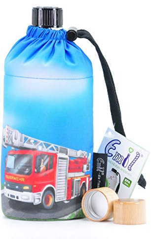 Trinkflaschenset mit einer Emil die Flasche 0,4 Liter und einem kompatiblen HOLZ Deckel Set von Blueraccoon FBA Action