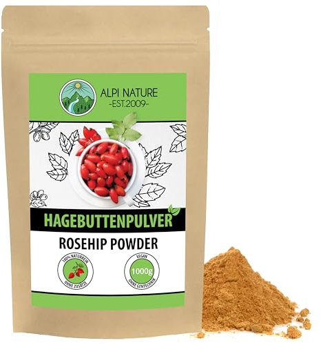 Alpi Nature Hagebuttenpulver 1kg, Hagebuttenmehl,Hagebutten getrocknet und gemahlen, Hagebutten Pulver