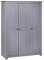 Festnight Kleiderschrank 3-Türig Dielenschrank Garderobenschrank Schlafzimmerschrank Schrank Holzschrank Grau 118×50×171,5 cm Kiefer Panama Serie