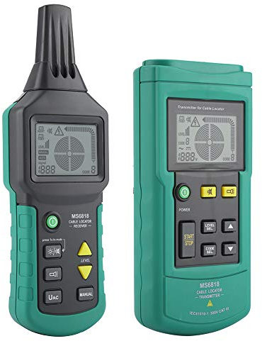 Walfront MS6818 Kabelsuchgerät 125 KHz Kabel-Tracker Metallrohrdetektor Tester Line Tracker Kabelsucher Kabel-Draht-Locator 12V bis 400V AC/DC
