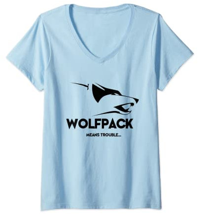 Damen Herren und Damen Wolfpack T-Shirt Kurzarm T-Shirt mit V-Ausschnitt