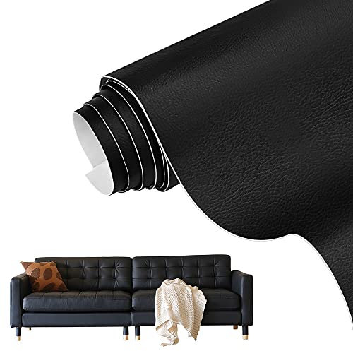 SIYINGSAERY 40 x 150cm Reparaturset Schwarzes Kunstleder Lederreparaturset Folie Lederoptik Selbstklebend Schwarz Lederflicken Leder Reparatur Patch Schwarz Lederreparatur für Ledertasche Sofa