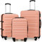 COOLIFE Hartschalen-Koffer Trolley Rollkoffer Reisekoffer mit TSA-Schloss und 4 Rollen (Kirschblüte Pulver, Koffer-Set)