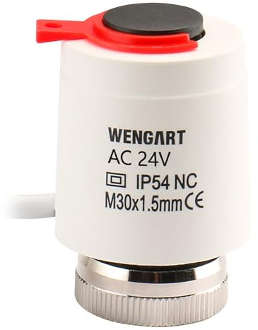 Wengart Attuatore Termoelettrico WG2212, Normalmente Chiuso-24V-Bianco, Filettatura M30*1.5, Adatto per Riscaldamento a Pavimento