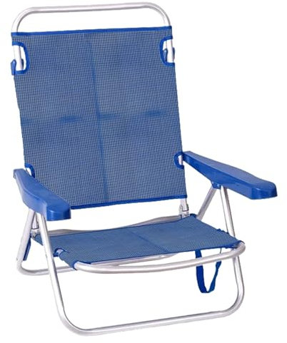 Creaciones Llopis Silla de Playa Baja Plegable Reclinable y Convertible en Tumbona 4 Colores Disponibles (Azul)