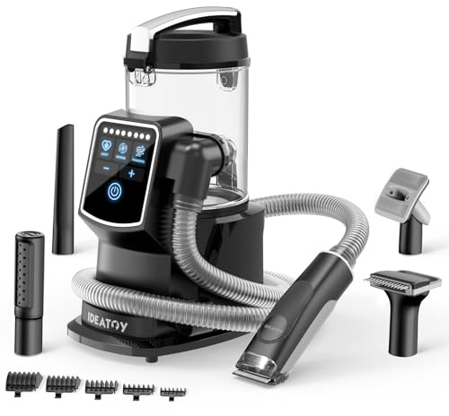 IdeaToy Kit de toilettage pour chien, aspirateur de toilettage pour animaux de compagnie – Tasse à poussière de grande capacité de 3 L, aspirateur pour chien pour le toilettage des animaux de