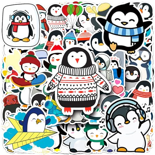 100 Blatt Pinguin-Aufkleber, wasserfeste Aufkleber, wasserfeste Vinyl-Aufkleber, Pinguin-Stempel, Aufkleber-Set Pinguin, Pinguin-Geschenk, Aufkleber-Geschenk für Kinder