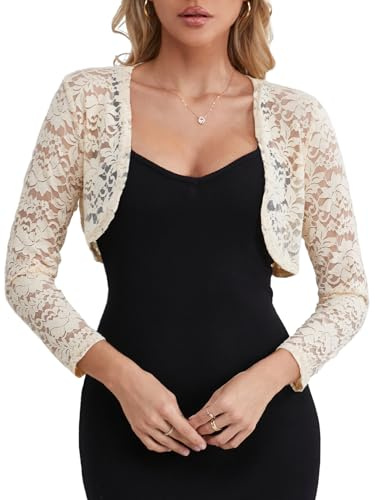Fuinloth Bolero Elegant Spets Shrug Festlig Bröllop Sommar Kort Dam | Mjuk och lätt, Smickrande passform, Andningsbar, Mångsidig, Bekväm, Flera storlekar