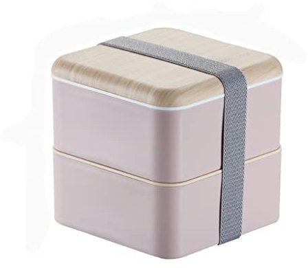 TEmkin Fiambrera Cuadrada portátil de Doble Capa con Tapa y Cubiertos: solución Ideal para Cocina Bento