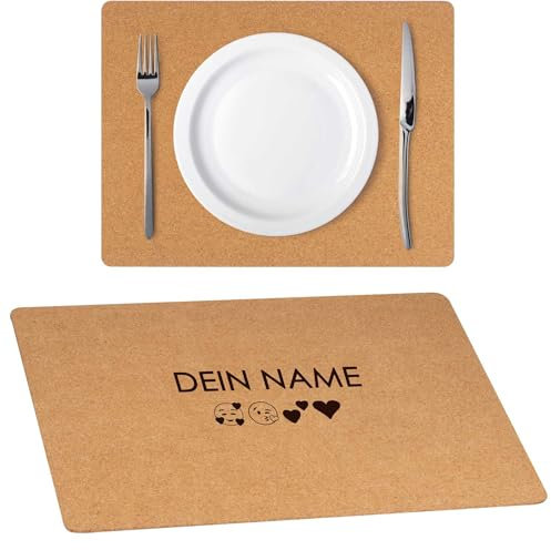 Kork Tischunterlage mit Gravur | Platzset mit Wunschname | Platzdeckchen mit Name | Personalisierbares Tischset | Abwaschbar | Wiederverwendbar (1)
