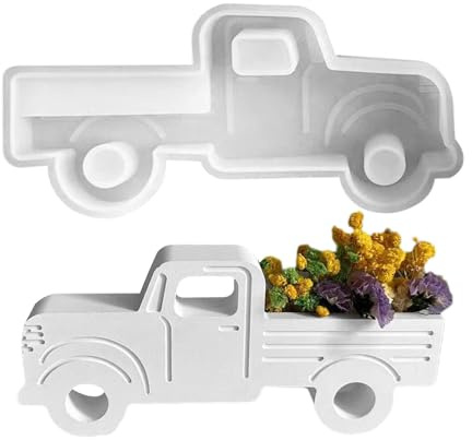 Jvjggag Silikon-LKW-Form, LKW-Gipsform, Zementornamentformen, Gips-Silikonform, Bastelharz, Gießen, Beton, Ton