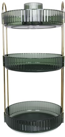 Duffy Makeup Organiser Rotating, Round Skincare Organiser, Customisable, Toiletries Cosmetics Organiser, Gift, (Pale Green, 3-Tier)