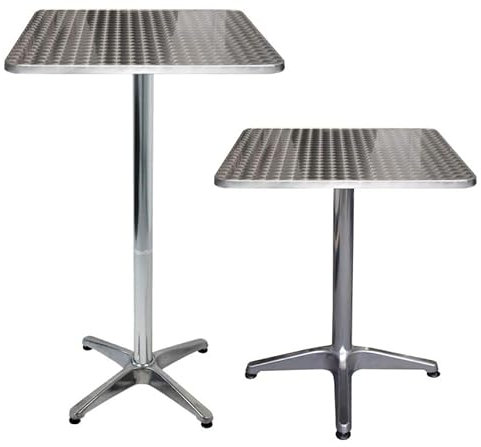 WODFARR Höhenverstellbarer Bistrotisch, 60 x 60 cm, Aluminium/Edelstahl, 70-110 cm Höhe, Silbergrau (Quadratischer Schreibtisch(60 * 60 * 70-110 cm))