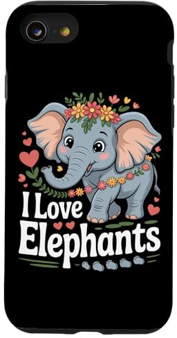I Love Elephants Cute Floral Design Case for iPhone SE (2020) / 7 / 8