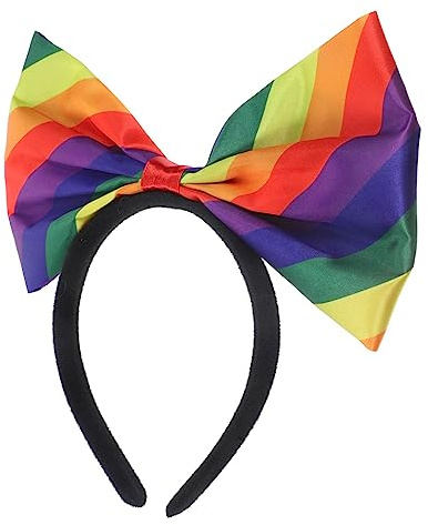 HEATSHAKING Modisches Haaraccessoire Atmungsaktiv und Hautfreundlich für Frauen mit Großem Schleifenmotiv Regenbogen Stirnband bei Community Events und Alltag