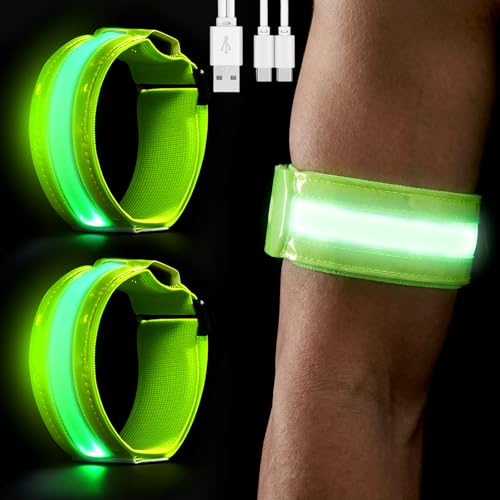 tlidfgeo 2 Stück Led Armband Aufladbar, Reflective Led Leuchtarmband | 5 Farben 3 Lichtmodi Kinder Leuchtbänder, Running Reflektoren Armbänder für Running Joggen Radfahren