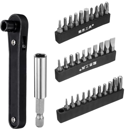 QUARKZMAN Rechtwinkliger Schraubenzieher 4 Zoll 90 Grad Magnetischer Mini Ratsche Ratsche Schraubendreher Set Mit 31 Teilen Bits Und Verlängerungsstange