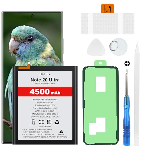 Beefix Akku für Samsung Galaxy Note 20 Ultra (N986B), 4500mAh Hochkapazitäts-Ersatzakku für Galaxy Note 20 Ultra 5G (EB-BN985ABY) mit professionellen Reparaturwerkzeugen