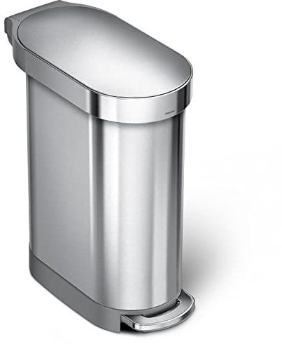simplehuman CW2044 cubo estrecho con pedal, acero inoxidable cepillado, 45 L