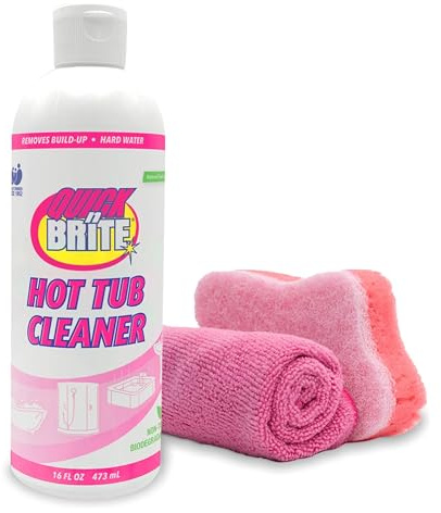 Quick N Brite Heavy Duty Hot Tub Cleaner Kit - Non-abrasive Cleaning Gel with Sponge and Cloth, 16 oz. (Packaging May Vary)