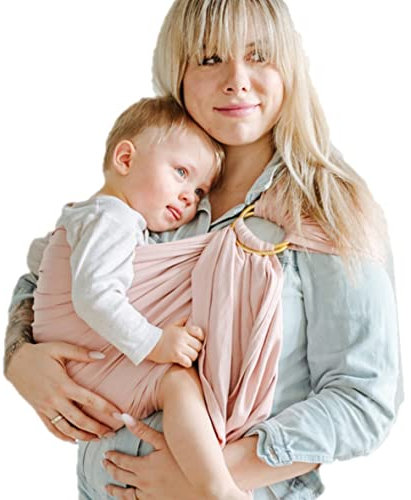 Shabany® - Ring Sling Tragetuch - 100% Bio Baumwolle - Babybauchtrage für Neugeborene Kleinkinder bis 15 KG - inkl. Baby Wrap Carrier Anleitung - rosa (cuddles)