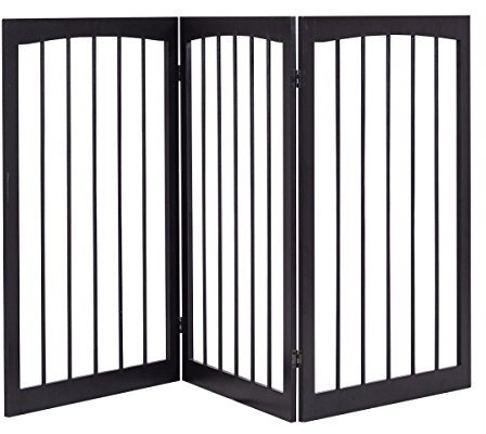 COSTWAY Cancelletto per Cani Pieghevole in Legno con 3 Ante, Ideale per Cani di Piccola/Media Taglia, 160 x 1,2 x 76 cm, Marrone