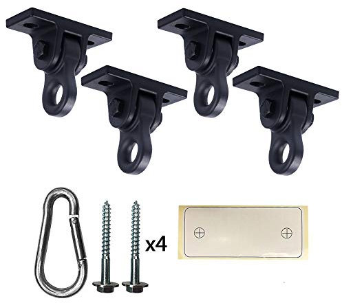 ABUSA Heavy Duty Black Swing Hangers Screws Bolts Included Over 5000 lb Capacity Playground Porch Yoga Seat Trapeze Wooden Sets Indoor Outdoor (4 Pack)